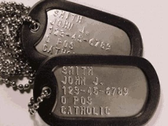 2 Military Dog Tags Custom Embossed - GI ID Tags - Personalized Tag