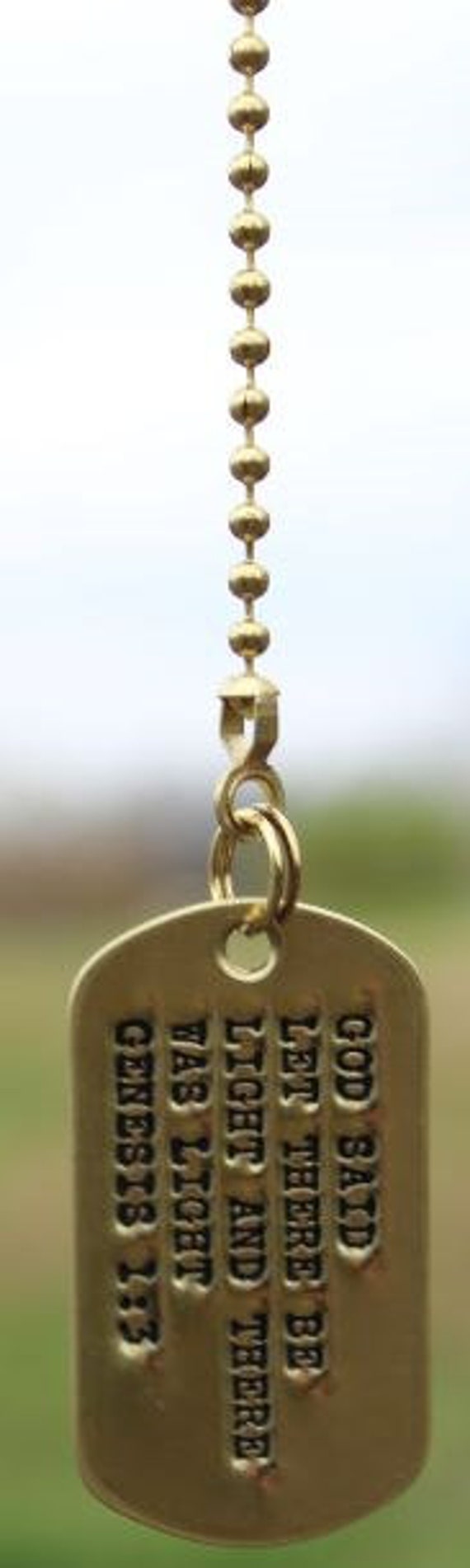 Real Brass Debossed Military Dog Tag PULL CHAIN Dogtag Custom Made In USA - Main Image