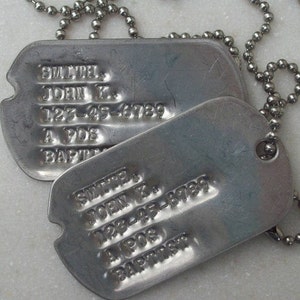 Custom Engraved Military Dog Tag Necklace