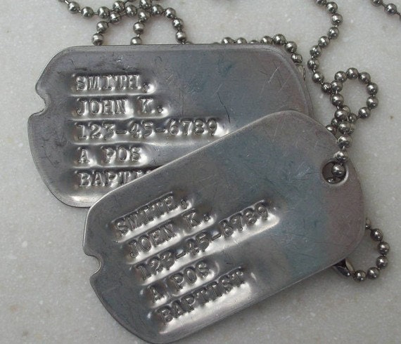 Notched Dog Tags Genuine Military Issue Stainless Steel