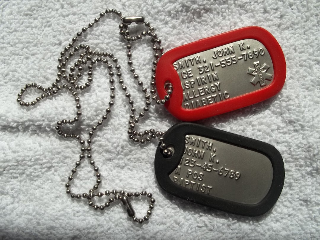 Real SINGLE Debossed Military Dog Tag Dogtag Personalized Customized For You