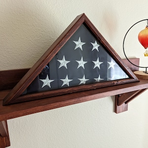 Memorial American Flag Case, Solid Wood & Glass Face, Customizable Personalized Military Keepsake, Handmade in USA by Service Member