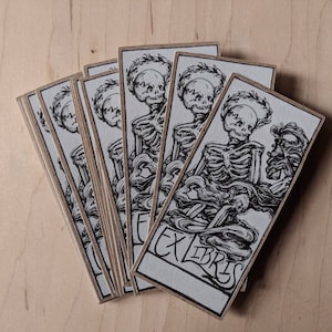 Skeleton and spirits Ex Libris stickers