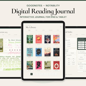 Diario di lettura digitale per iPad / GoodNotes, Notability Tracker (Download PDF)