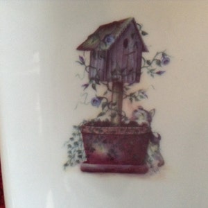 Ceramic Spoon Rest with Bird House with a Dog 5 Long and 3 1/2 Wide at Top of Spoon image 2