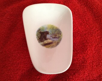 Ceramic Spoon Rest with Black Bear  5" Long And is 3 1/2 " Wide at Top Of Spoon