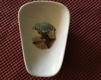 Ceramic Spoon Rest with A buck  5”’ long and 3 1/2 inches wide at Top of Spoon