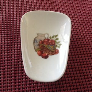 Ceramic Spoon Rest with Apples in a Basket  5" Long and 3 1/2 Inches Wide at Top of Spoon