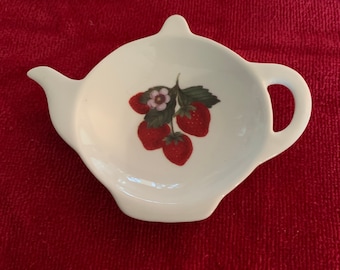 Ceramic Teabag Holder  with strawberrys