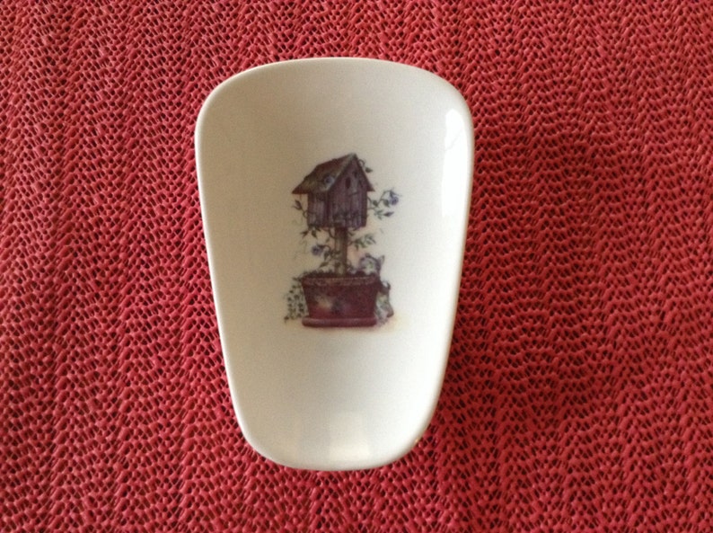 Ceramic Spoon Rest with Bird House with a Dog 5 Long and 3 1/2 Wide at Top of Spoon image 1