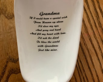 Ceramic Spoon Rests with Grandma saying 3 1/2 inches wide at top of spoon