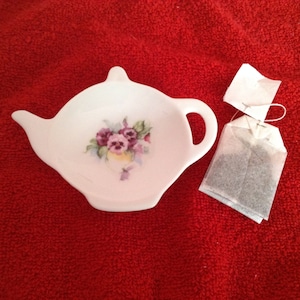 Ceramic Teabag Holder  Pansy's  Vine 4.5"