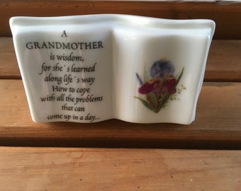 Ceramic  Mini Standing book plaque  3”  A Grandmother Saying