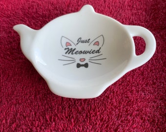 Ceramic Teabag holder just Meowed 4.5 inches