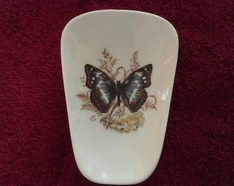 Ceramic Spoon Rest With Colorful  blue Butterfly 5" Long and 3 1/2 Inches Wide at Top  of Spoon