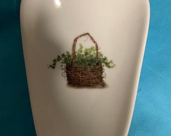 Ceramic Spoon Rest with Ivy Basket  5" Long And 3 1/2 Inches On the Top of  Spoon