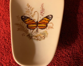 Ceramic Spoon Rest with Butterfly  5 inches long and 3 1/2 inches wide at Top