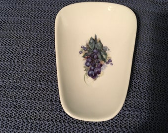 Ceramic Spoon Rest with Blueberries on it  5" Long