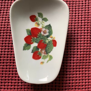 Ceramic Spoon Rest with Strawberries  5" Long And 3 1/2" Wide at Top of Spoon