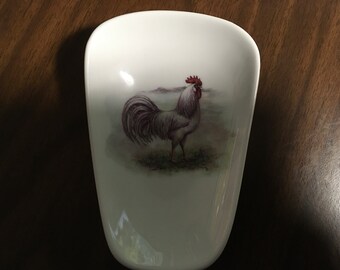 Ceramic Spoon Rest With Rooster   5” inches wide at Top of Spoon