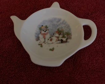 Ceramic Teabag with snowman we call them party boys  4.5