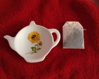 Ceramic Teabag Holder Sunflower 4.5"