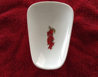 Ceramic Spoon Rest with Red Chili Pepper  5" Long and 3 1/2 Inches Wide at Top of Spoon