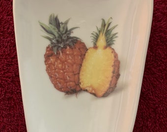 Ceramic Spoon Rest with Cut Pineapple  5" Long And 3 1/2 Inches Wide on Top