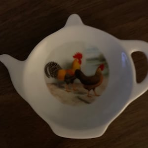 Ceramic Teabag Holder  Leghorn Rooster  4.5"