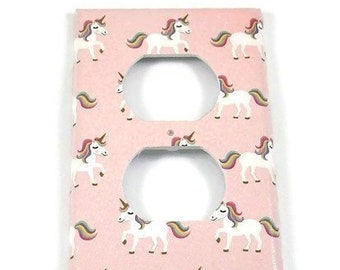 Pale Pink Switch Plate Outlet Cover in Unicorn (158O)