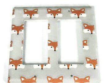 Nursery Switch Plate Double Rocker in Little Fox (275DR)