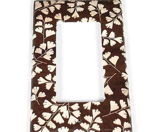 Rocker Switch Plate Light Switch Cover Wall Decor Light Switchplate  in Brown Leaves  (267R)