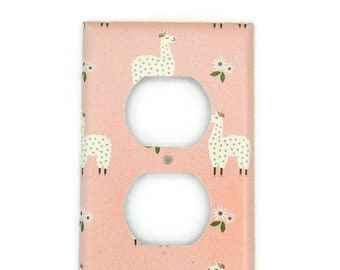 Pink Outlet Switch Plate in Little Llama (129O)