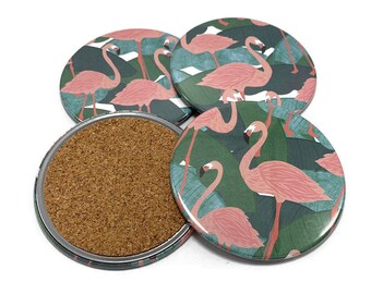 Set of 10 Acrylic customised coasters Wedding coasters Pink Flamingo