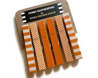 Altered Clothes Pins Decorative Clothespins  in Color Mix Orange