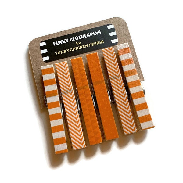 Altered Clothes Pins Decorative Clothespins  in Color Mix Orange