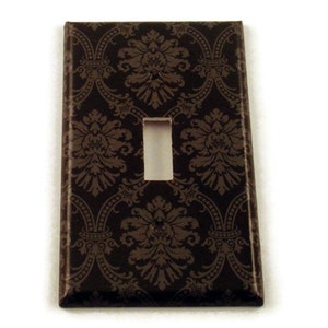 Switch Plate Light Switch Cover Wall Decor Switchplate  in  Black and Gray Damask (214S)