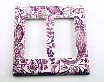 Double Rocker Switchplate Cover  in  Purple Paisley   (098DR)