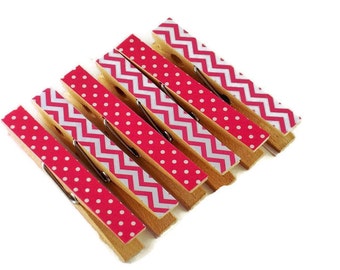 Decorative Clothespins Altered Clothespins   Funky Clips in  Best Friends - Hot Pink