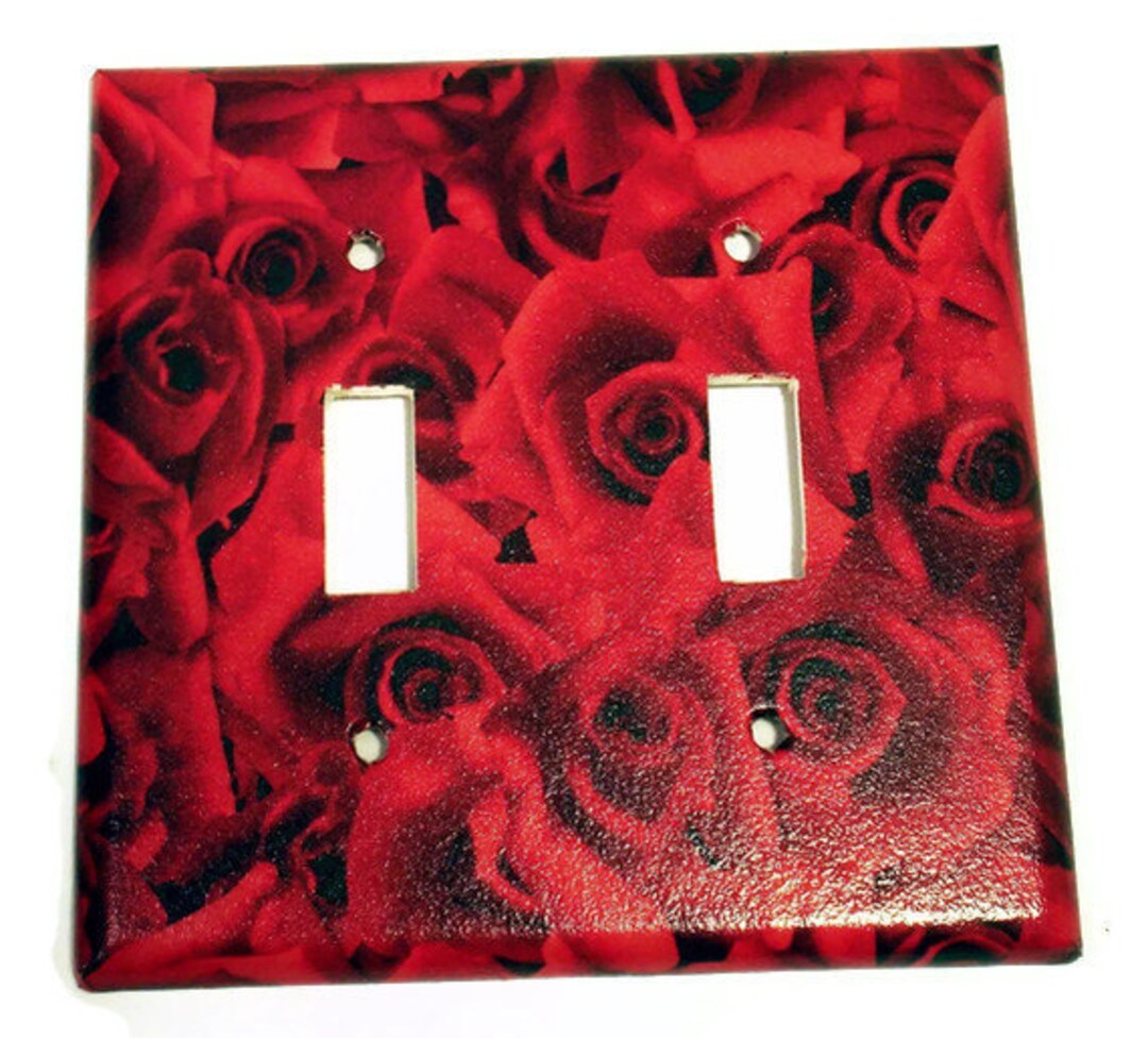 Double Light Switch Cover Wall Decor Switchplate in Roses Are Red 253D