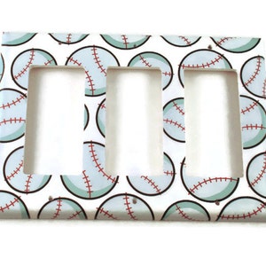 Baseball Switch Plate Triple Rocker in Home Run (160TR std )