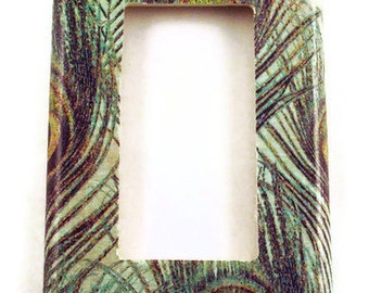 Light Switch Cover Wall Decor Switchplate  Single Rocker Light Switch Plate in Peacock (222R)