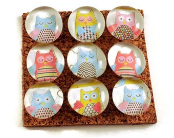 Funky Push Pins  Decorative Push Pins Thumb Tacks Cork Board Pins in Owl Babies (P35)