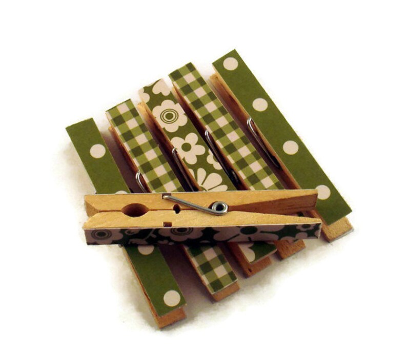 Altered Clothes Pins Decorative Clothespins in Modern Avocado Etsy