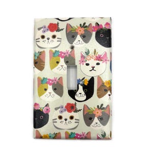 Pretty Kitty Light Switch Cover: Floral Cat Decor