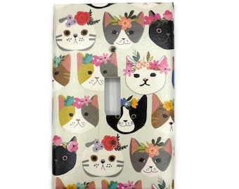 Pretty Kitty Light Switch Cover: Floral Cat Decor