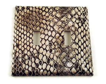 Double Light Switchplate  Wall Decor  Light Switch Cover in  Snakeskin (202D)
