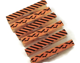 Halloween Clothespin  Clips  Decorative  Wooden Clothespins in Batty