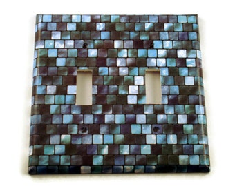 Double Light Switch Cover Wall Decor Switchplate  Switch Plate in Tranquil Tiles (203D)