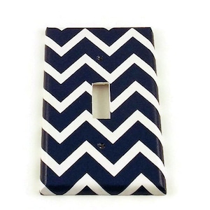 Navy Chevron Single Toggle Switch Plate (208S)